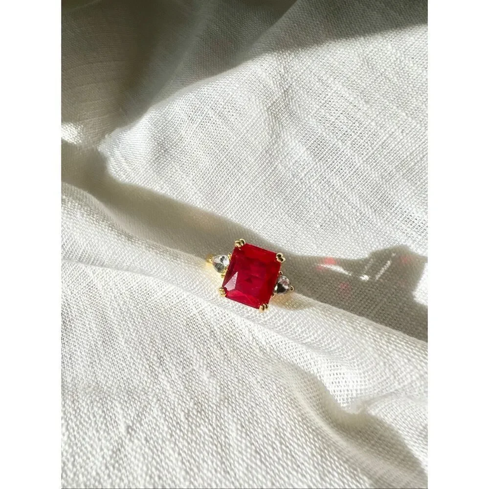 Cherry red cocktail ring